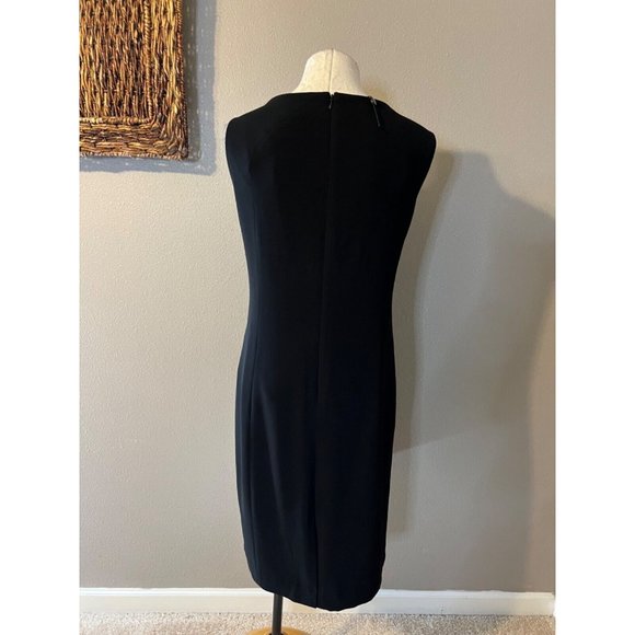 Talbots Sheath Dress 16 Black Crepe Sleeveless Career Church New $159 - Picture 4 of 11